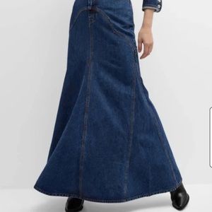 Bisou Bisou Michele Bohbot Y2K Skirt Women Maxi Flared Flowy Stretch Jean Skirt